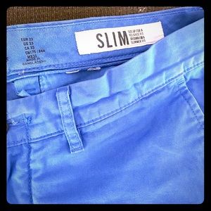 Slim fit Powder Blue Khakis.